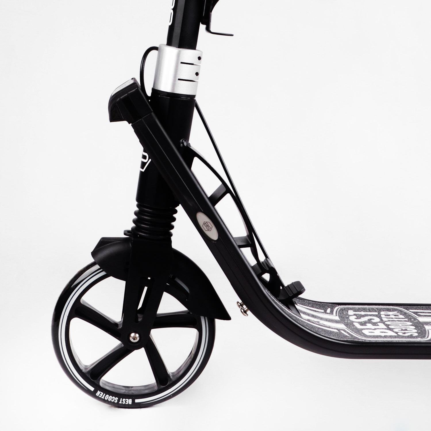 Самокат двухколесный складной Best Scooter фонарь/2 амортизатора Black/White (114437) - фото 3