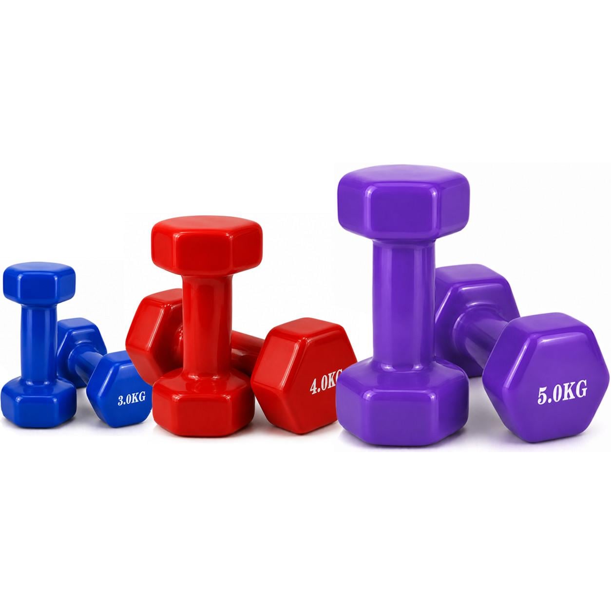 Набор гантелей Feel Fit 22 кг с виниловым покрытием 2 кг 4 кг 5 кг по 2 штуки каждого веса