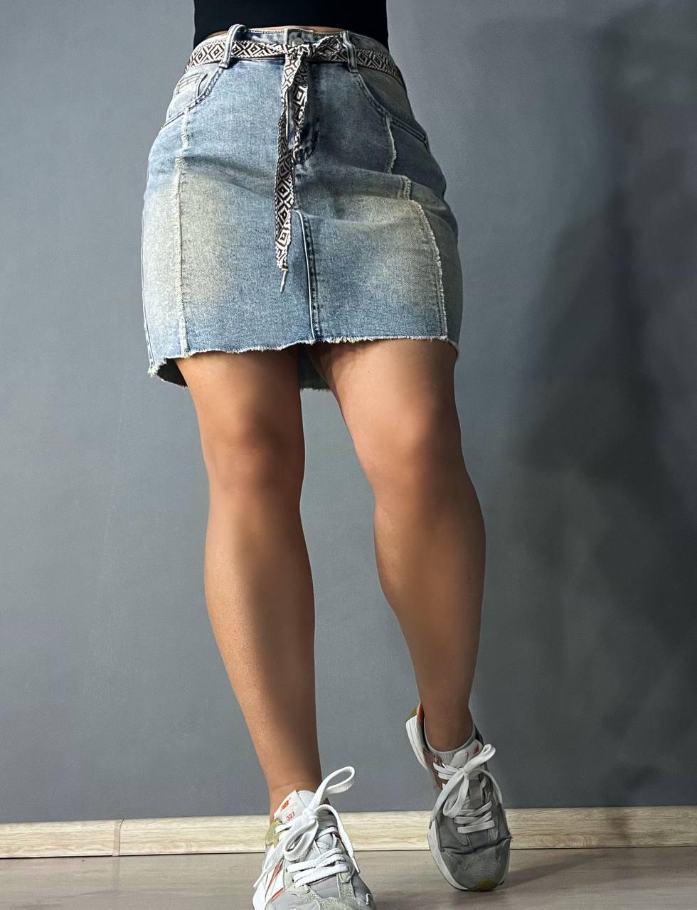 Юбка женская джинсовая Liana 426 с бахромой и этнопоясом р. 27 Голубой (26864194) - фото 3 Юбка женская джинсовая Liana 426 с бахромой и этнопоясом р. 27 Голубой (26864194) - фото 3