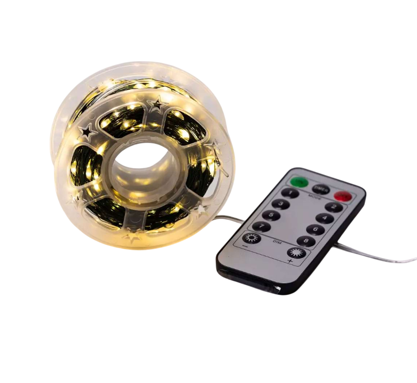 Гирлянда Роса нить с пультом 500 LED 50 м от сети зеленый провод Желтый - фото 1