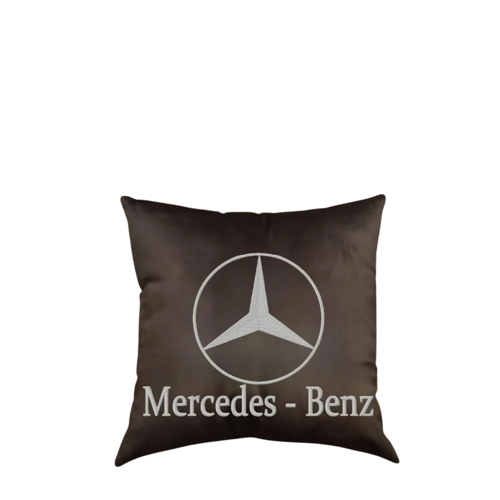 Подушка в автомобіль c вишивкою логотипу Мercedes Коричневий (02223)