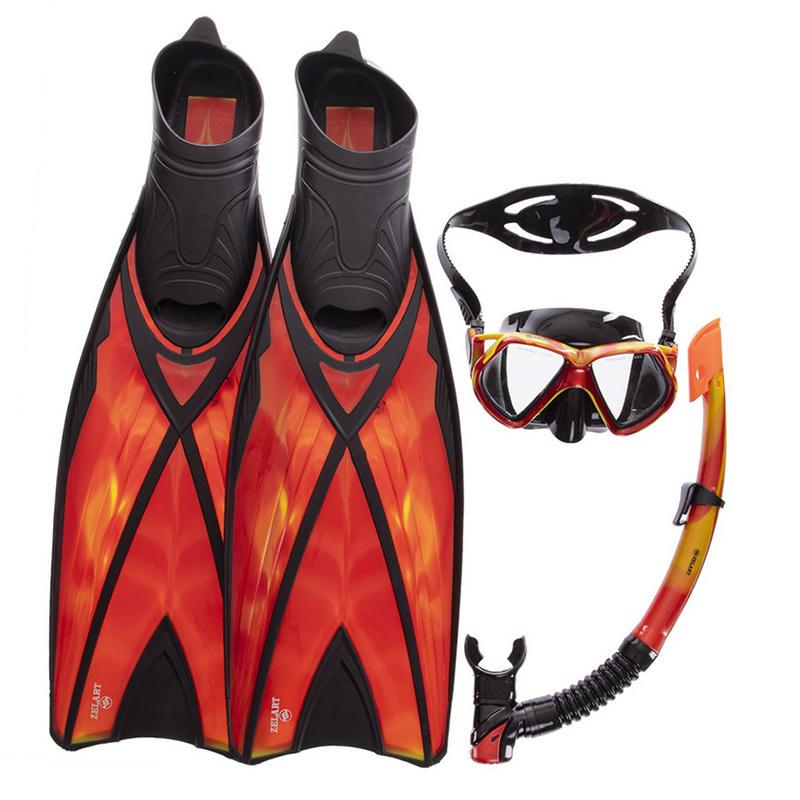 Набор для плавания Zelart маска c трубкой и ластами M243S-SN120S-F06 M Желто-красный (60363166)