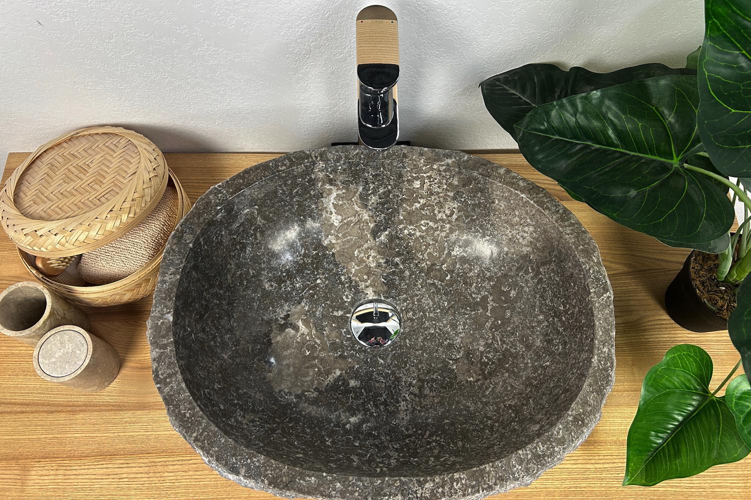 Умивальник накладний з мармуру з унікальною текстурою 53х43х16,5 см Сірий (25167780) Умивальник накладний з мармуру з унікальною текстурою 53х43х16,5 см Сірий (25167780)