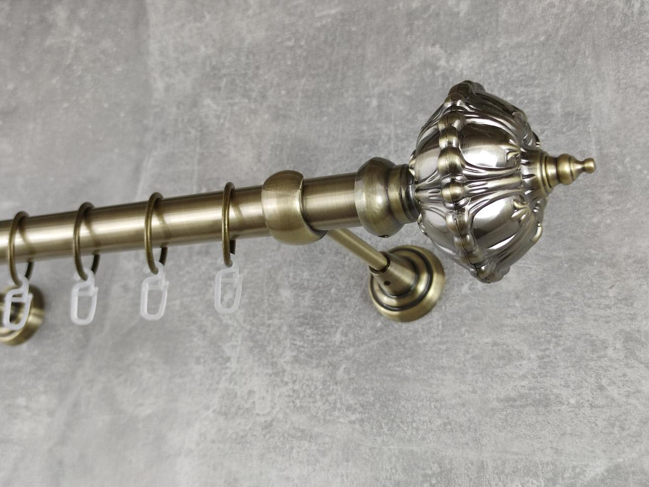 Карниз MStyle металлический для штор однорядный Шато 25 мм гладкий 240 см Антик (5012442)