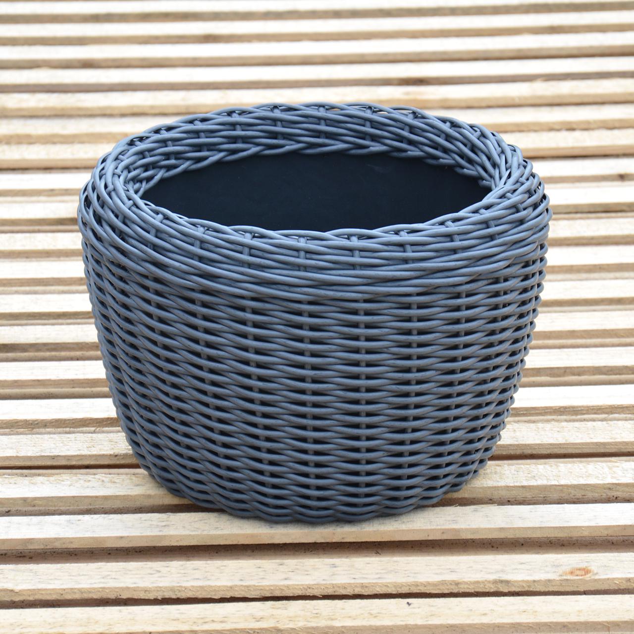 Кашпо для рослин з штучного ротангу 12 л Графітовий (11717131) - фото 5