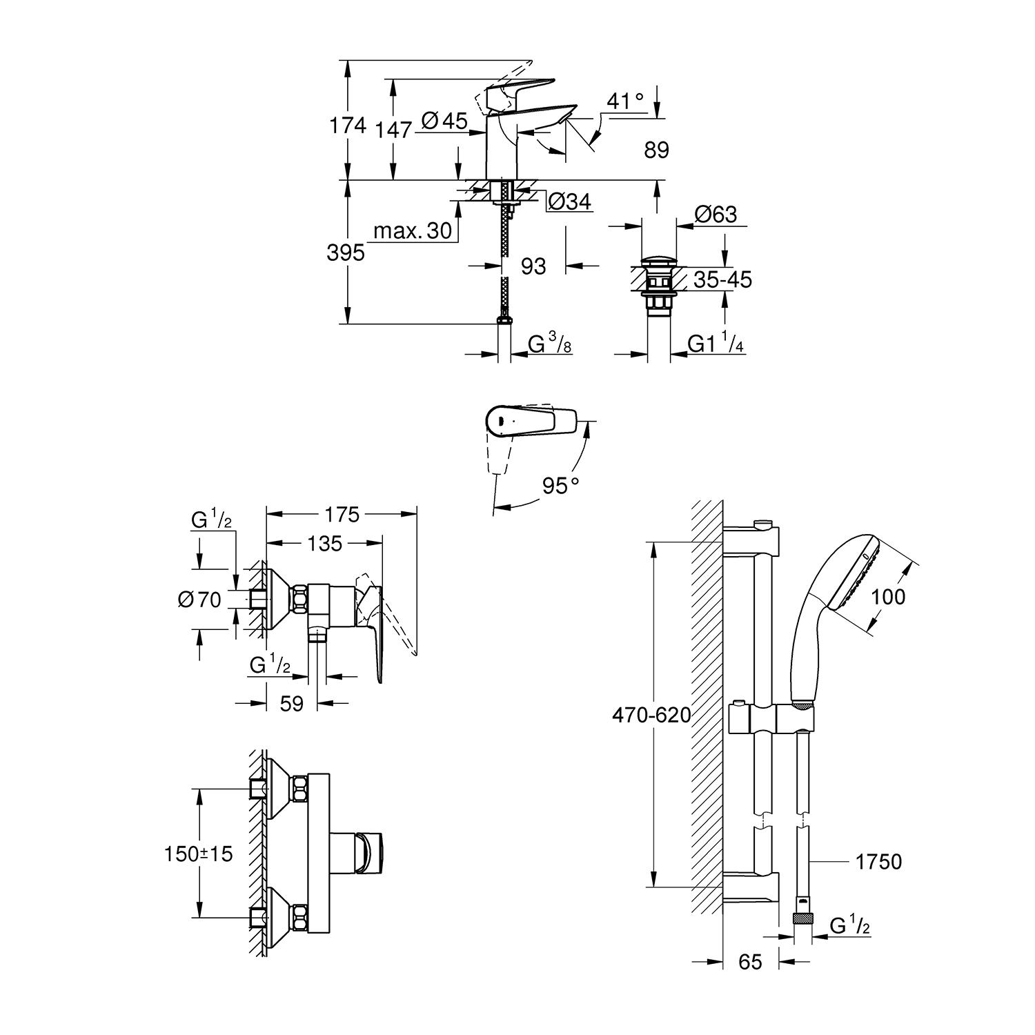 Набор смесителей для ванны Grohe QuickFix StartEdge UA202502SE CV030627 Хром (161127) - фото 2