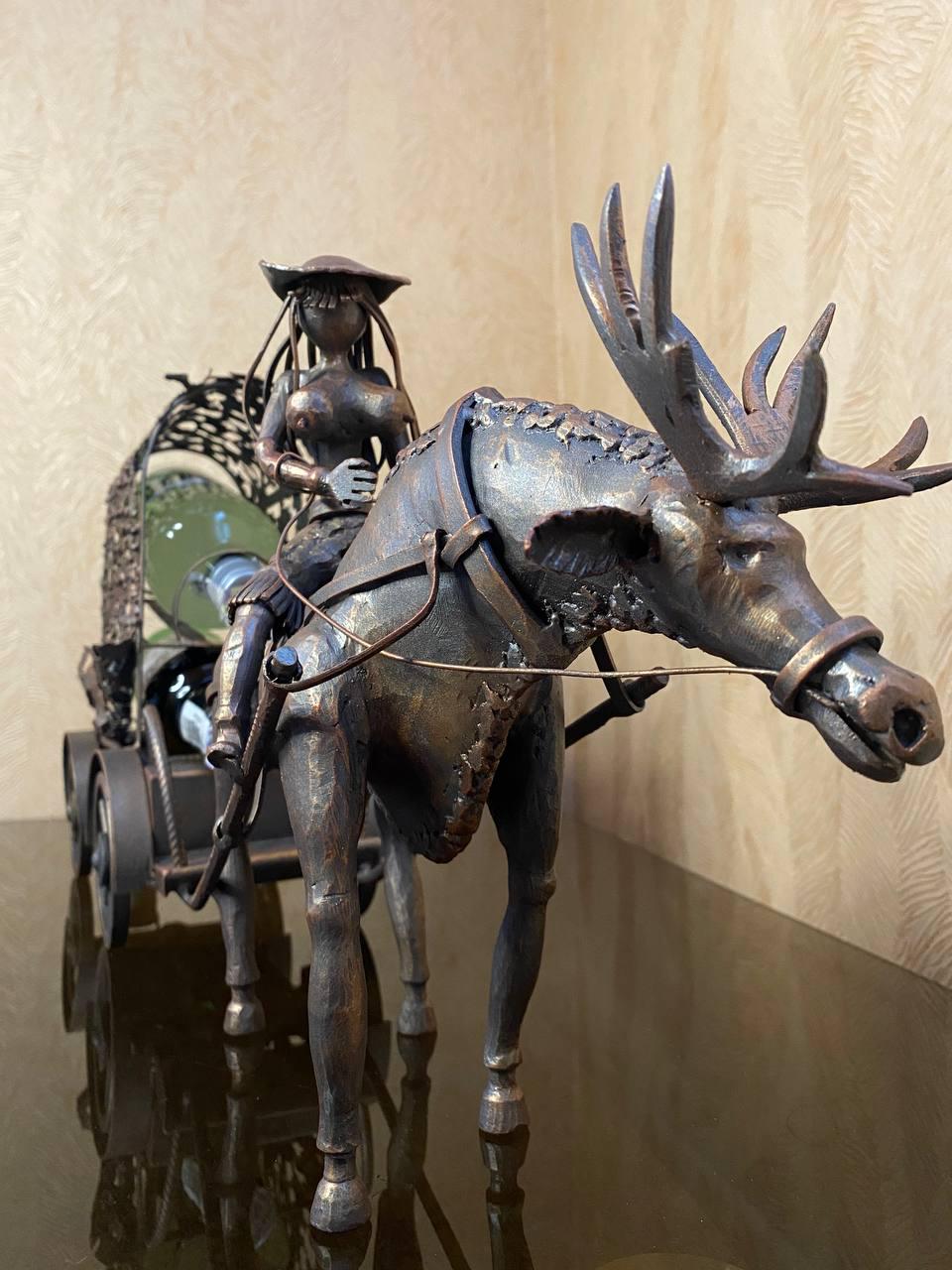 Підставка для пляшок Олень на 2 шт. металева 31х15х70 см