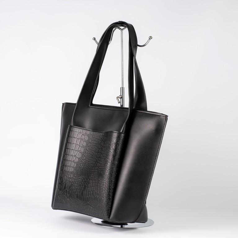 Сумка женская тоут из глаткой экокожи XENIA № 46-21 Черный крокодил - фото 2 Сумка женская тоут из глаткой экокожи XENIA № 46-21 Черный крокодил - фото 2