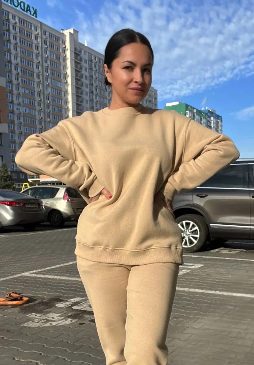 Свитшот женский PEPPER MINT 24-14 базовый простой удлиненный оверсайз M Капучино (2865) - фото 4 Свитшот женский PEPPER MINT 24-14 базовый простой удлиненный оверсайз M Капучино (2865) - фото 4