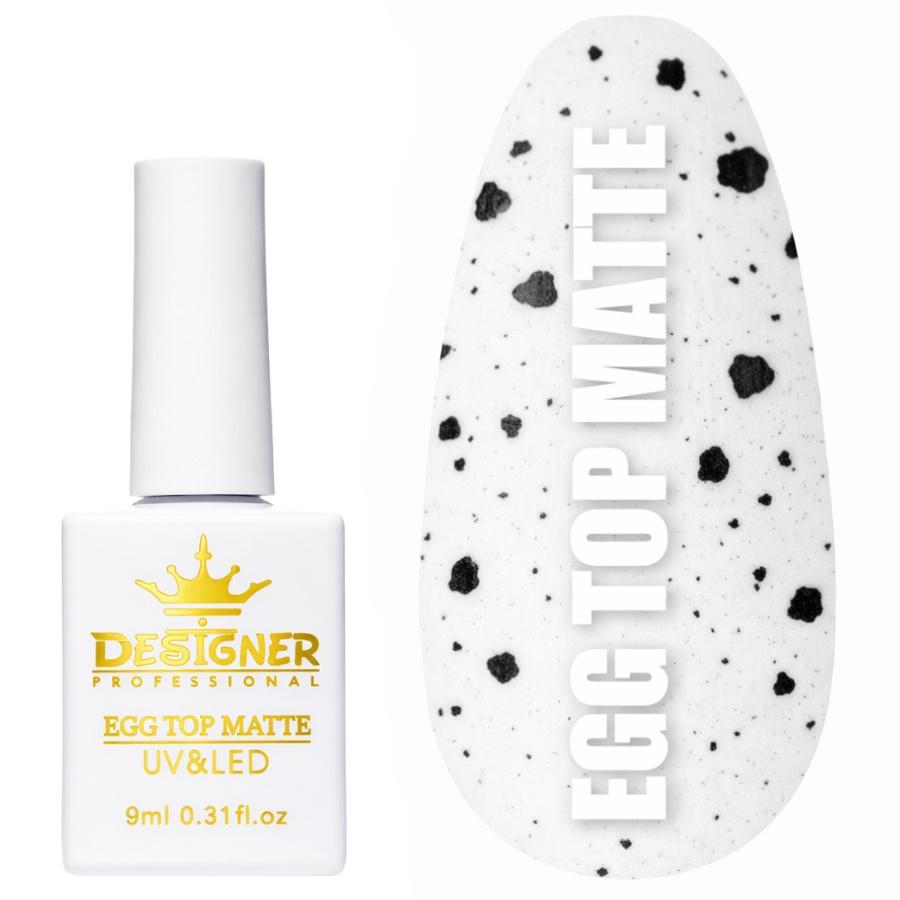 Топ матовый Designer Professional Egg Top Matte с черными крошками без липкого слоя 9 мл