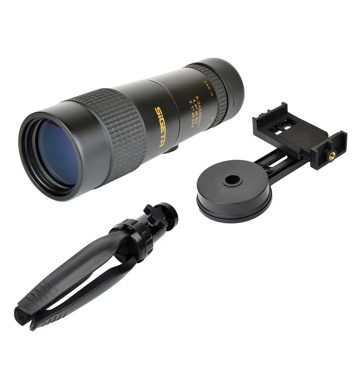 Монокль Sigeta Haunt 8-24x40 со штативом и смартфон-адаптером Черный