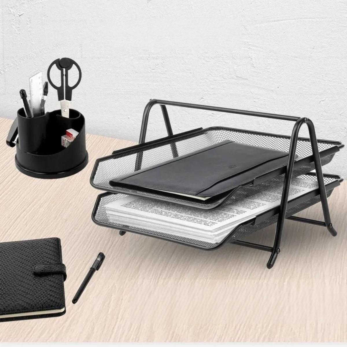 Лоток для паперу горизонтальний Document Tray 2 відділення 35х27х20 см (ST00267) - фото 5