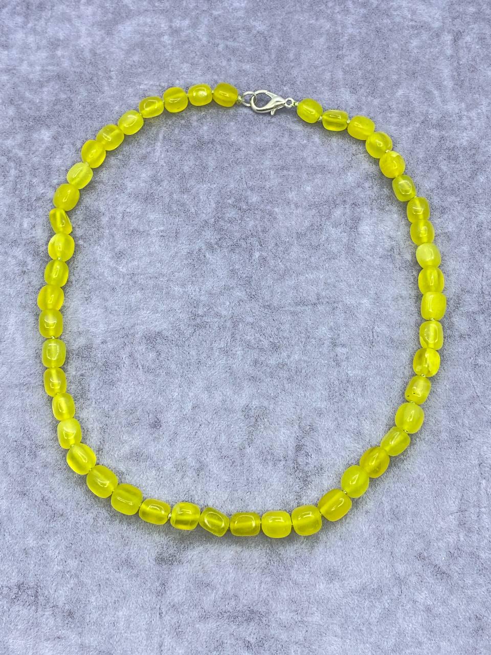 Бусы жадеит 42 см Желтый (9955)