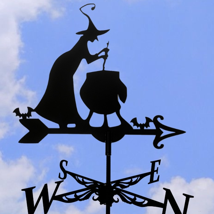 Флюгер на крышу металлический Ведьма с зельем Черный Флюгер на крышу металлический Ведьма с зельем Черный