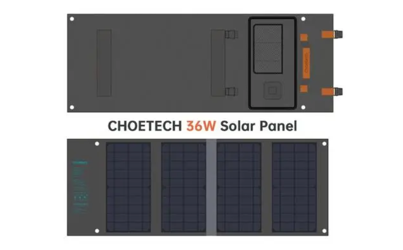 Сонячна зарядна станція Choetech Portable Foldable Solar Charger SC006 36W-C PD 3.0 USB QC 3.0 Сірий (SC006) - фото 5