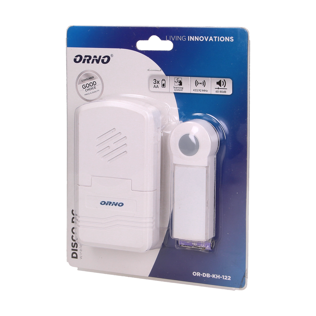 Дзвінок бездротовий ORNO DISCO DC OR-DB-KH-122 1 тоновий Білий