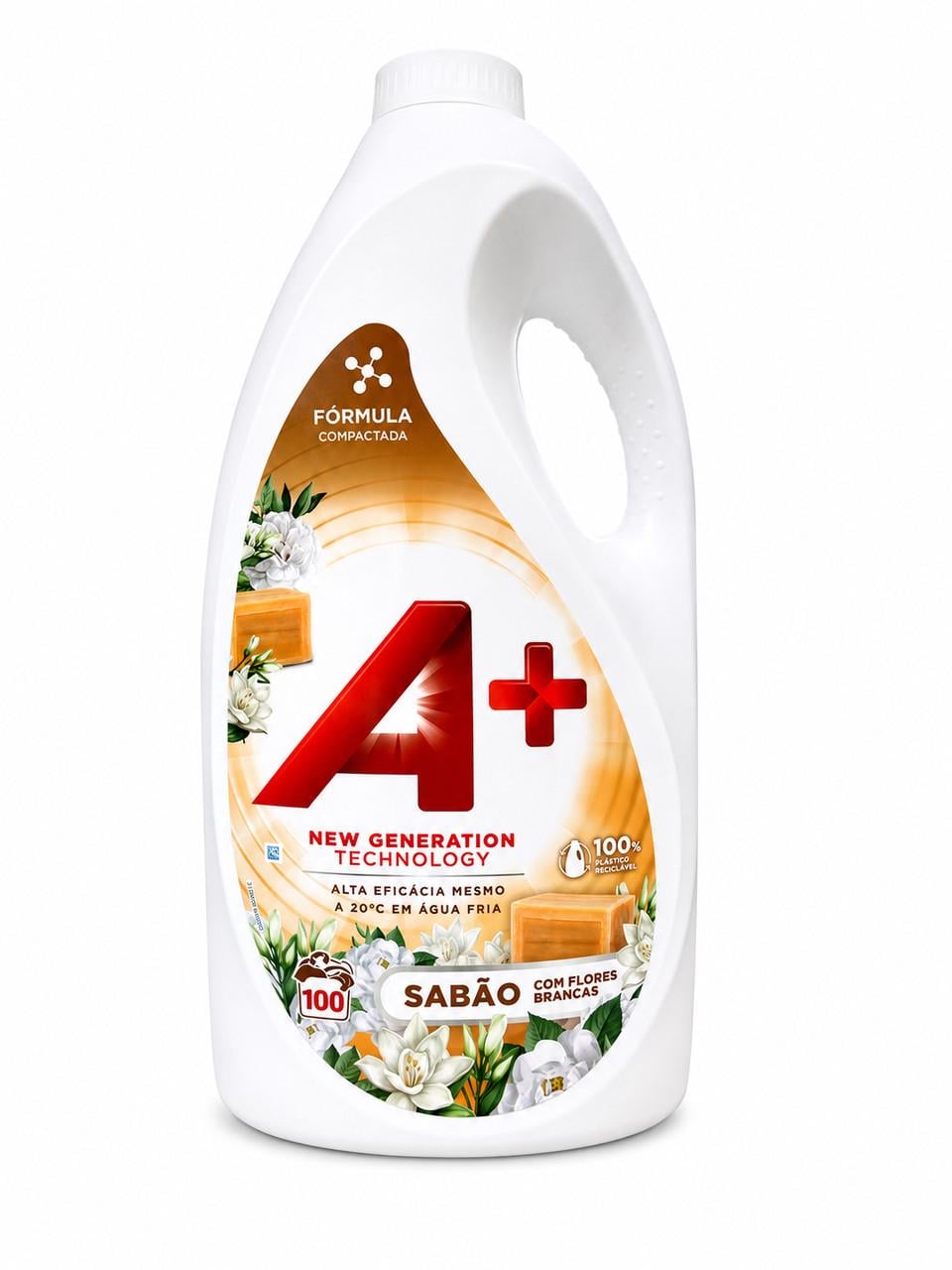 Гель для стирки A+ Sabao Com Flores Brancas мыло с белыми цветами 4,5 л 100 стирок