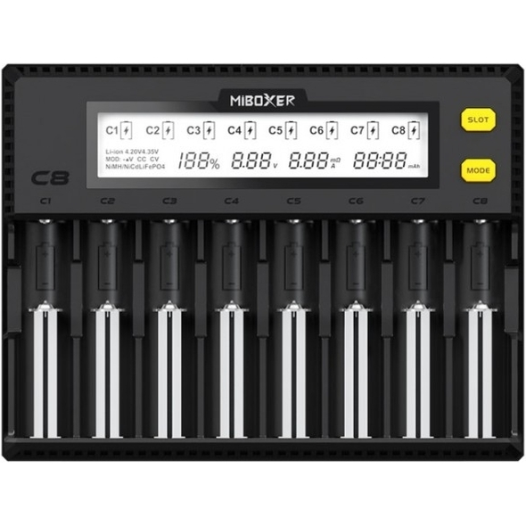Зарядное устройство для аккумуляторов Miboxer C8 Ni-Mh Li-Ion LiFePO4 на 8 слотов