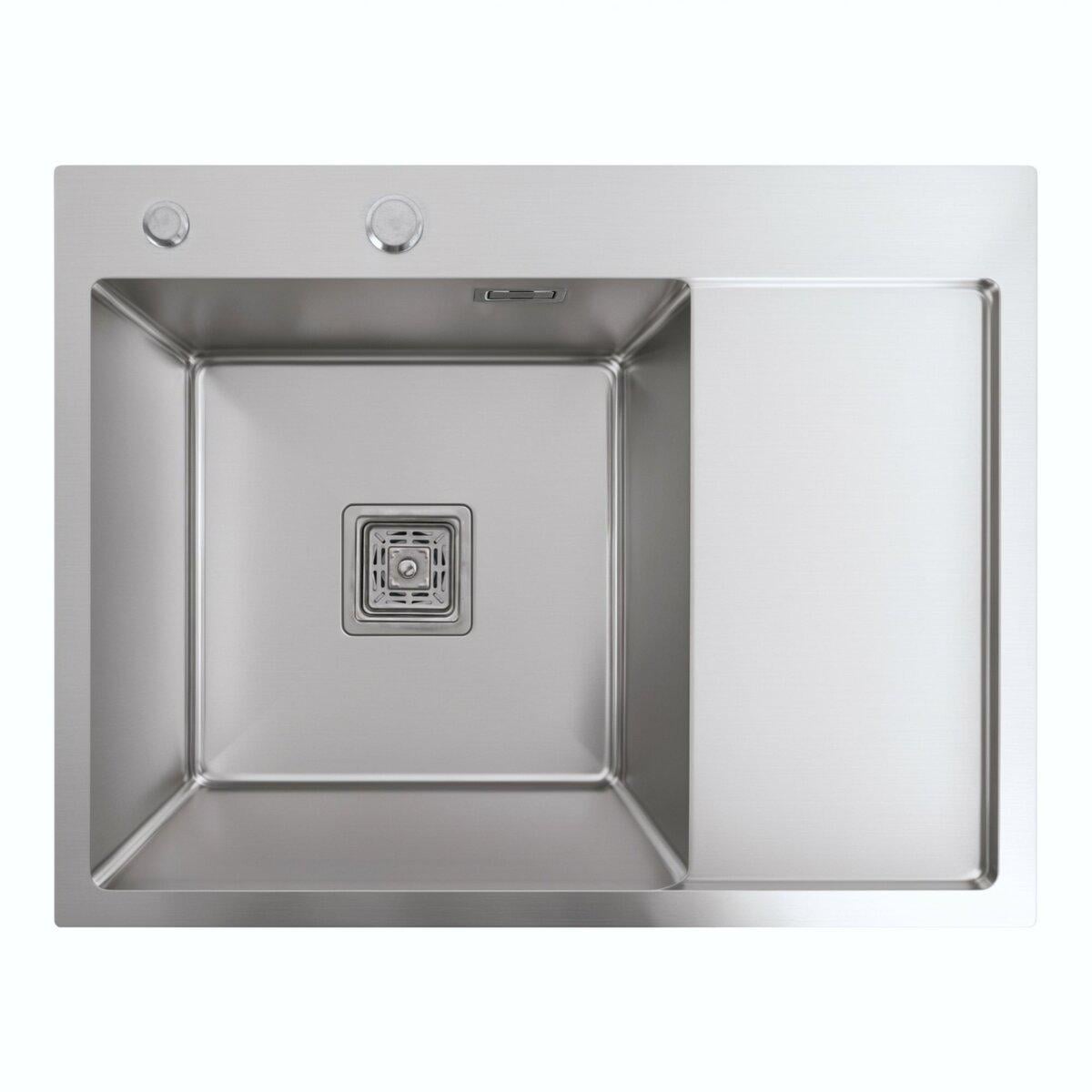Мойка для кухни Platinum Handmade L квадратный сифон 650x500x230 мм Нержавеющая сталь (SP000037029)