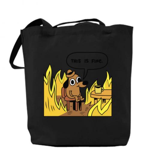 Шоппер This is fine 37х41 см Черный (16760037-2-47542)