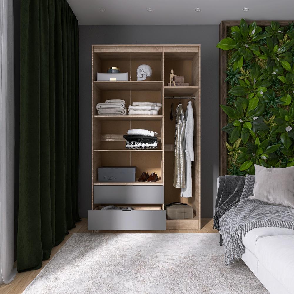 Шкаф распашной для одежды с выдвижными ящиками Эверест Сити-1200 120,2x50x204,6 см Дуб сонома/Графит (EVR-071125) - фото 3 Шкаф распашной для одежды с выдвижными ящиками Эверест Сити-1200 120,2x50x204,6 см Дуб сонома/Графит (EVR-071125) - фото 3