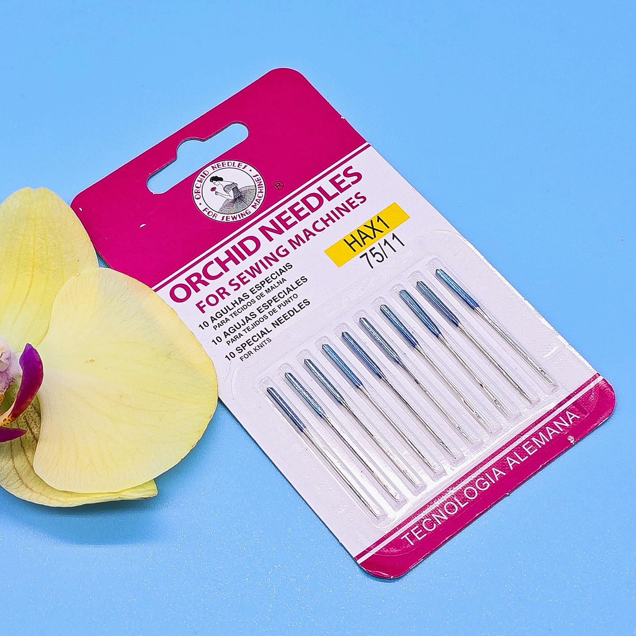 Иглы ORCHID Needles для бытовых швейных машин HAx1 № 75/11 трикотаж в упаковке 10 шт.
