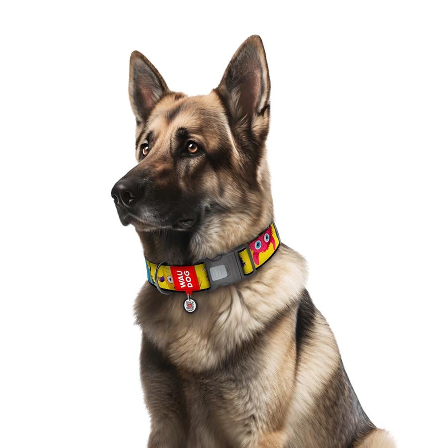 Ошейник для собак с QR-паспортом Waudog Nylon Мохнатые монстры пластиковый фастекс XXL 35 мм 46-70 см Yellow (284-4050) - фото 3 Ошейник для собак с QR-паспортом Waudog Nylon Мохнатые монстры пластиковый фастекс XXL 35 мм 46-70 см Yellow (284-4050) - фото 3
