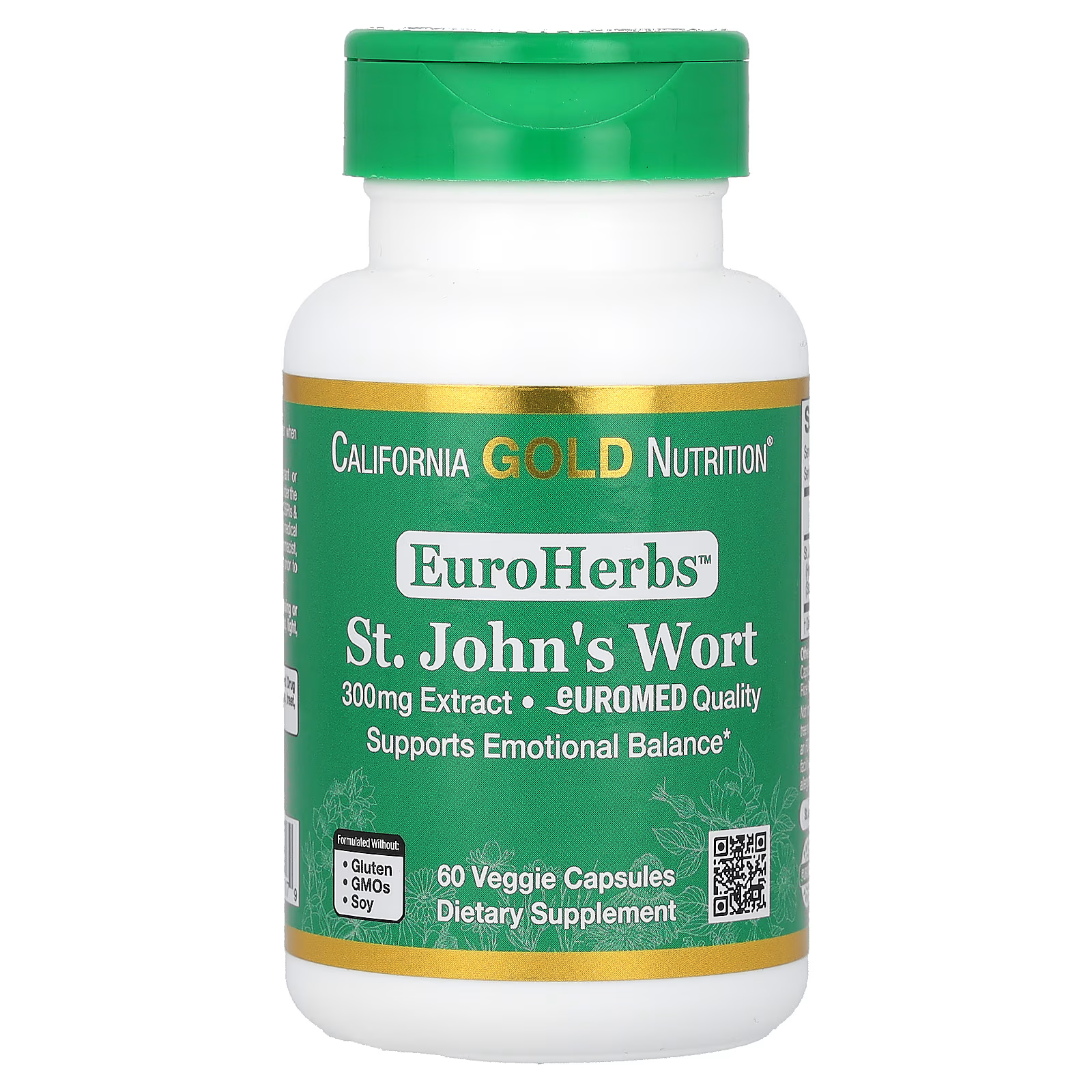 Зверобой California Gold Nutrition EuroHerbs Euromed Quality 300 мг 60 вегетарианских капсул