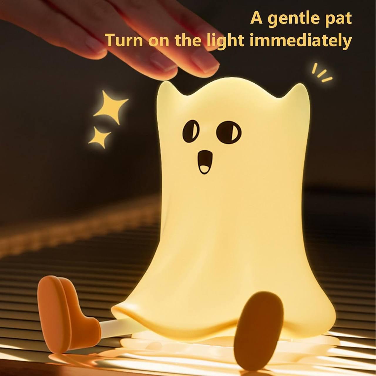 Нічник дитячий силіконовий Привид м'який сенсорний з акумулятором Білий (S05) - фото 7 Нічник дитячий силіконовий Привид м'який сенсорний з акумулятором Білий (S05) - фото 7