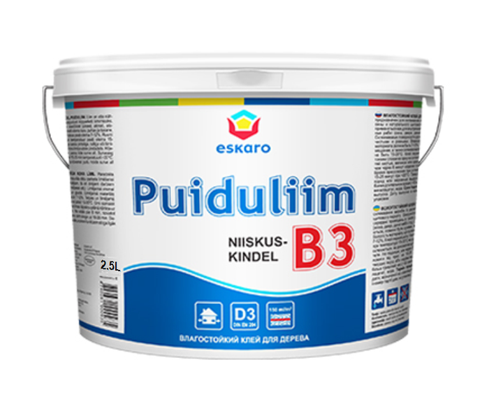 Клей вініл-ацетатний Eskaro PVA D3/B3 столярний 2,5 л (1702180812) Клей вініл-ацетатний Eskaro PVA D3/B3 столярний 2,5 л (1702180812)