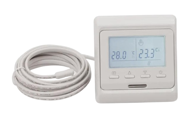 Терморегулятор программированный Е51 для теплого пола с датчиком температуры пола (765377)