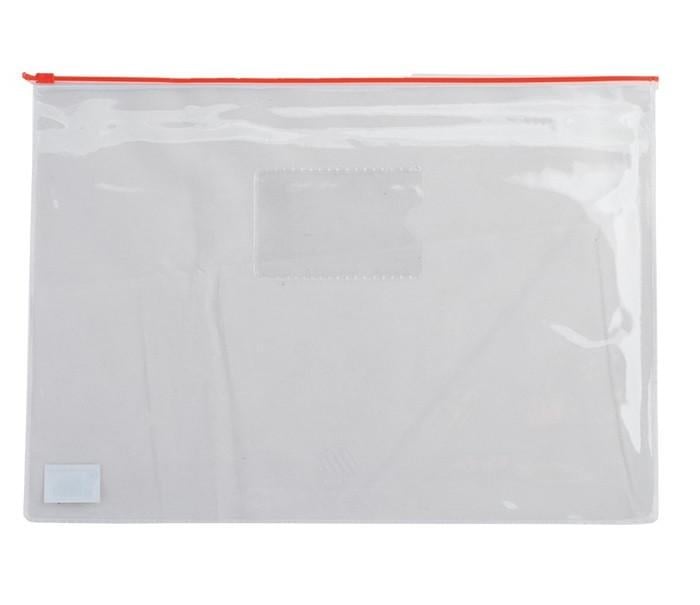 Папка-конверт на молнии zip-lock А4 Buromax BM.3946-99 глянцевый прозрачный пластик Красный (4823078953377)