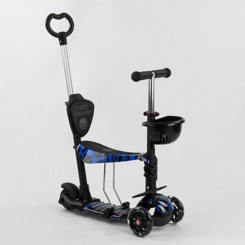 Самокат Best Scooter 5в1 PU колеса абстракция Black/Blue (102023)