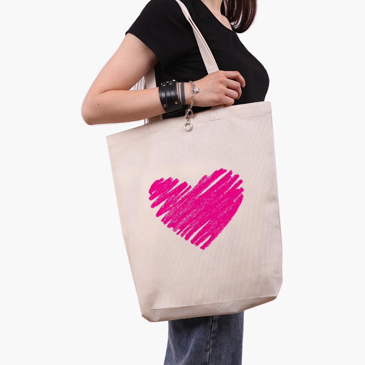 Эко сумка шоппер Heart 41x39x8 см Бежевый (9227-2835-WTD)