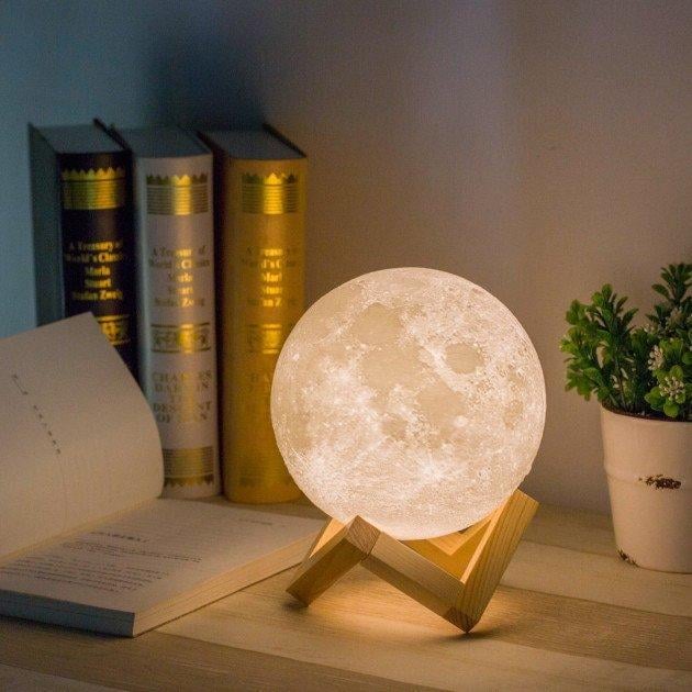 Ночник в виде луны 3D Moon Light сенсорный на 3 режима подсветки 15 см (1167910487) - фото 3