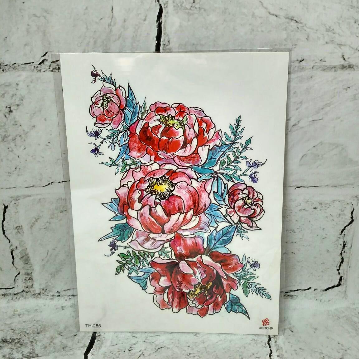 Тату временные Цветы лист 15x21см (TH-255)