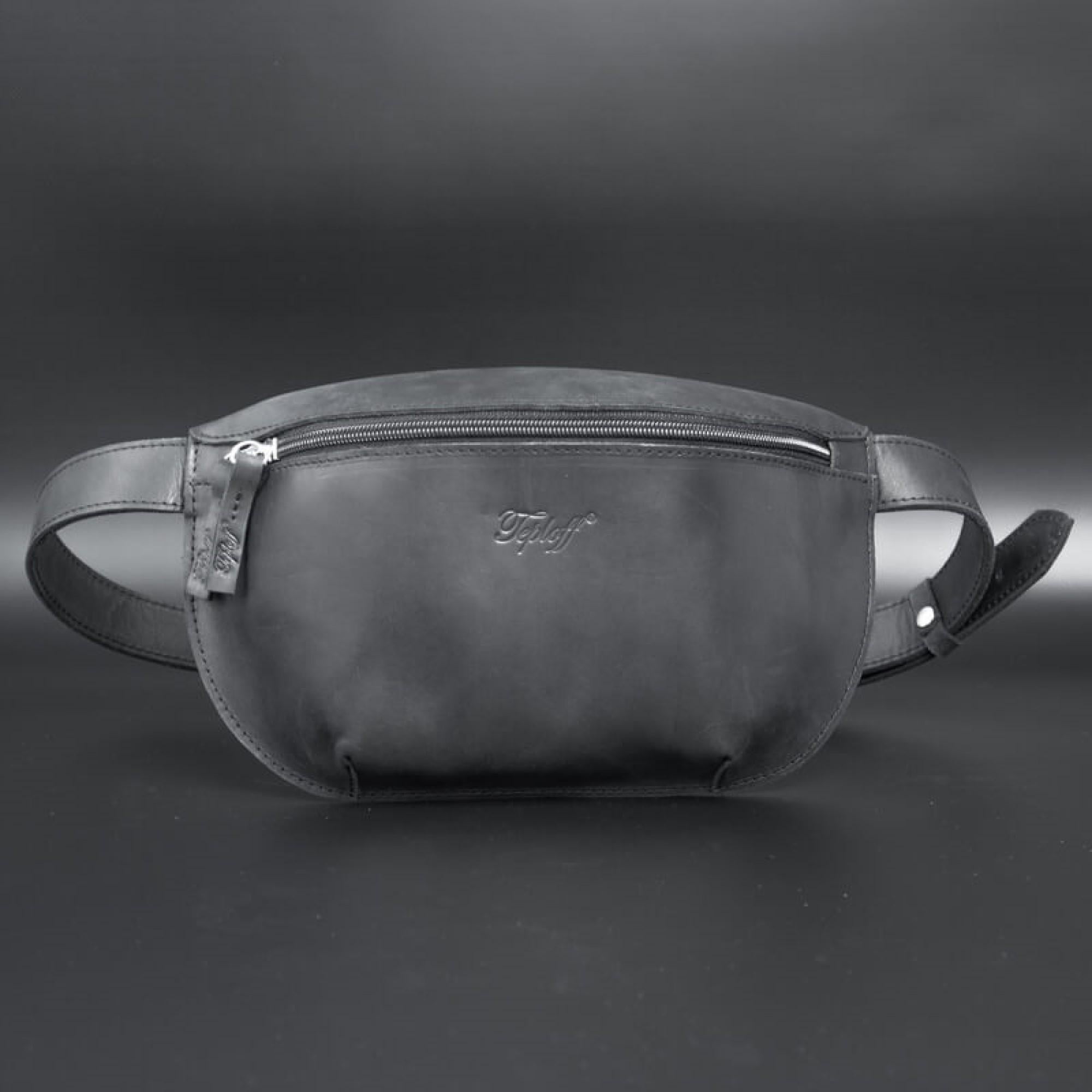 Бананка Teploff CrossBody кожа Crazy Horse Черный (000126)