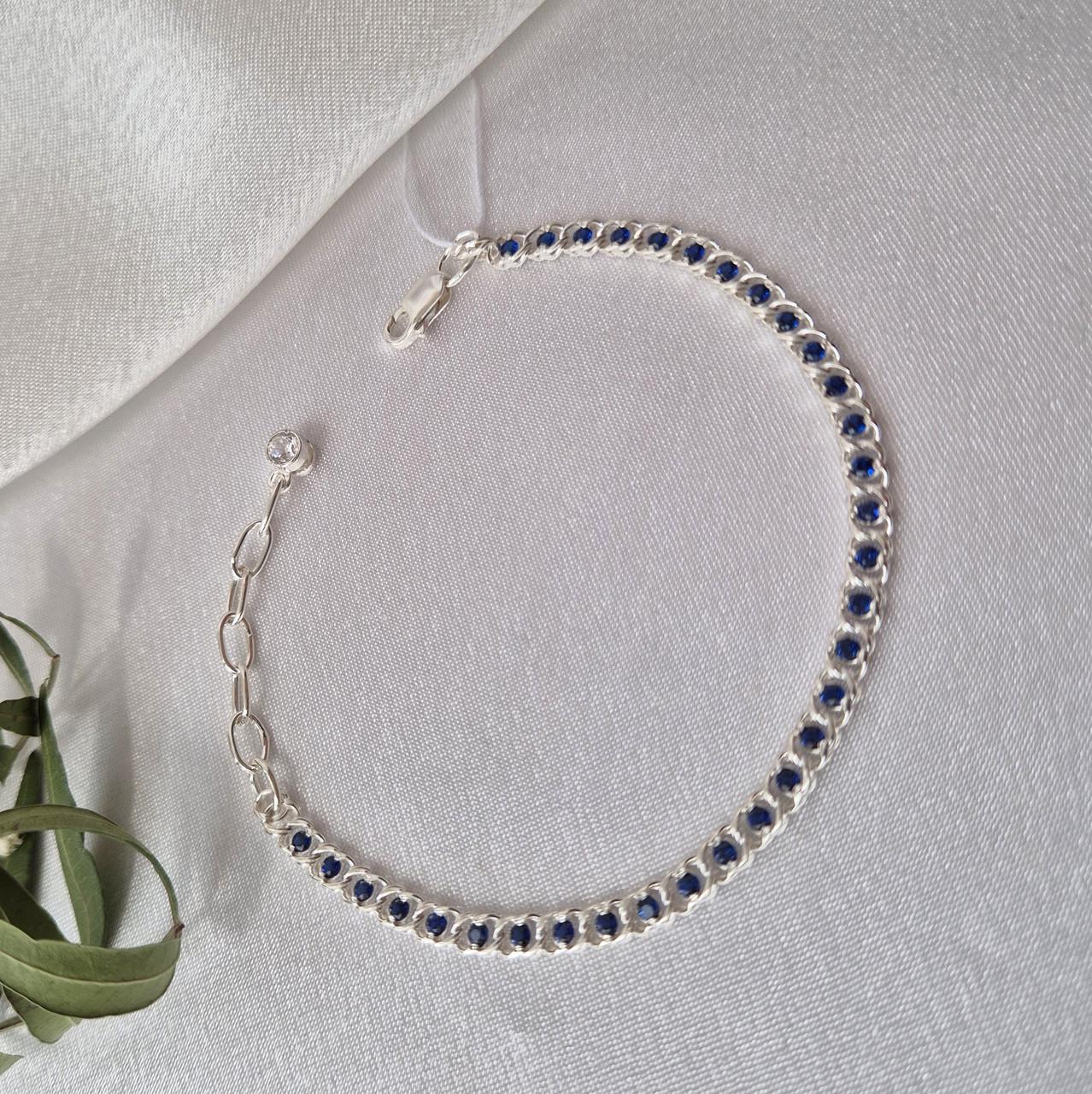 Браслет арабский бисмарк с синими камнями серебро 925 пробы 7003см 4,68 г 16-19 см (сын)