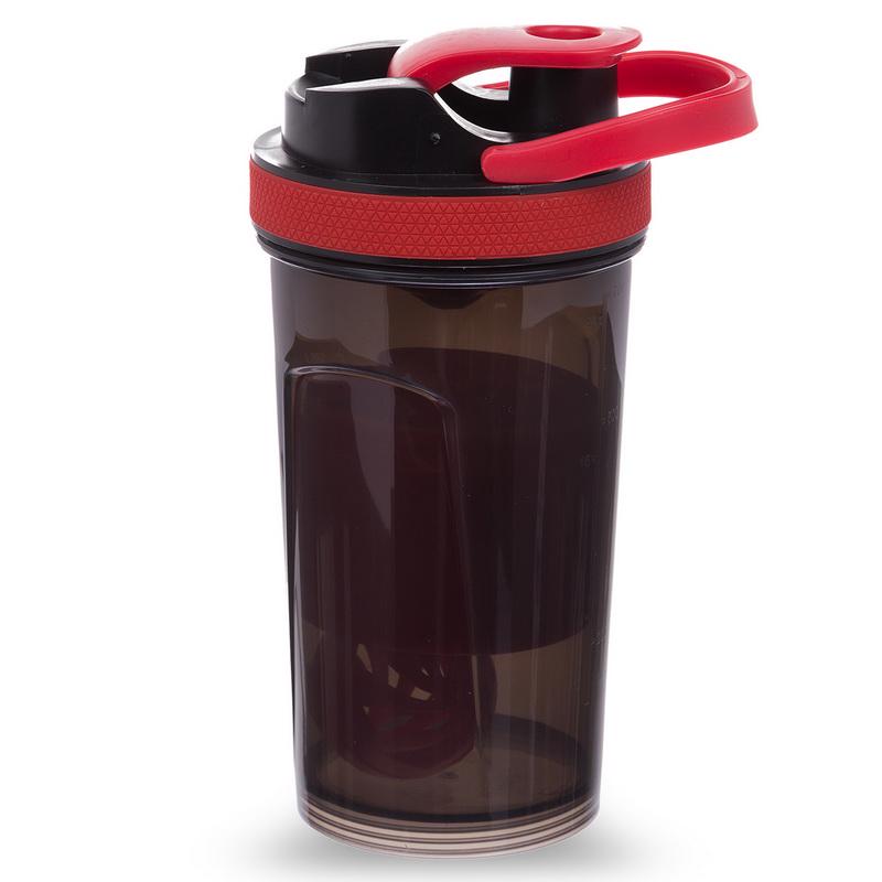 Шейкер FI-1869 TOP SHAKER BOTTLE 500мл 3 камеры для спортивного питания PE Черный/Красный (8585053830570)