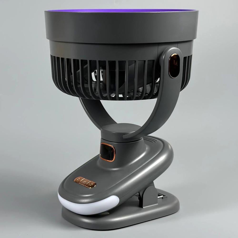 Вентилятор портативний настільний S6 3в1 2400mAh на прищіпці/з дисплеєм/з вбудованим акумулятором Grey ( S6 3in1) - фото 12