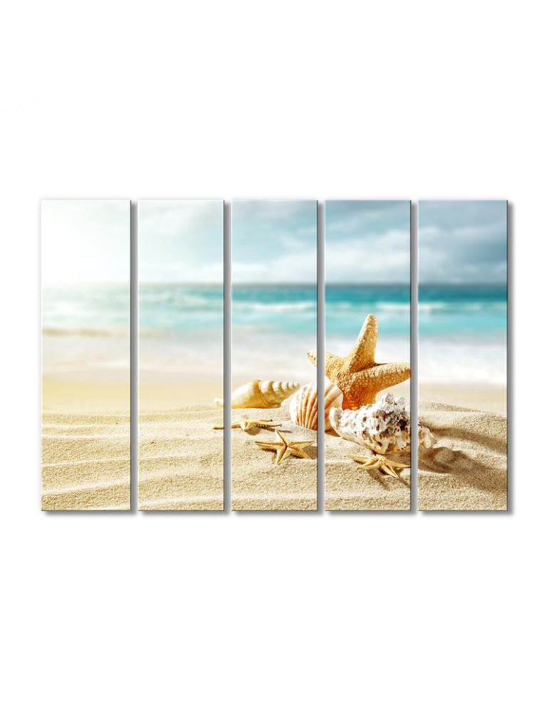 Картина модульная Песок ракушки звездочки 5 модулей 120x180 см