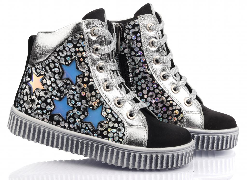 Черевики осінні Topitop для дівчаток 2841 нубук р. 35 Сріблясто-чорний