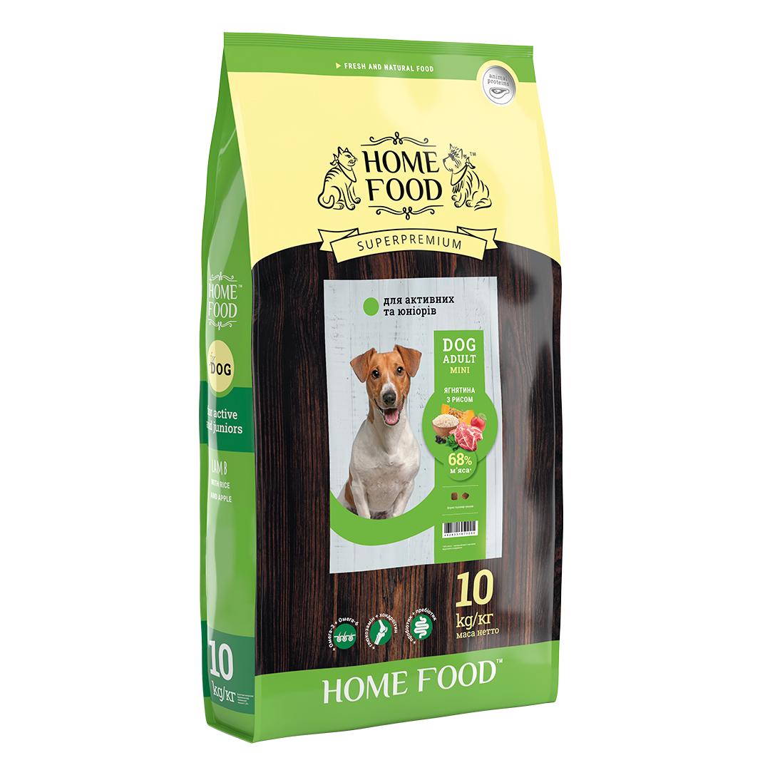 Корм HOME FOOD для дрібних активних собак і юніорів Ягня з рисом 10 кг - фото 1