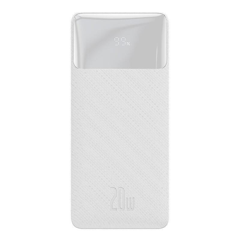 Портативне зарядне BASEUS PPDML-L02 Bipow Digital Display 10000 mAh 2USB/1Type-C PD/QC 20W 3A Білий