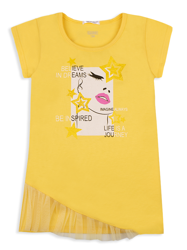 Футболка детская хлопковая для девочки Gabbi FT-20-18-2 122 см Желтый (12147)