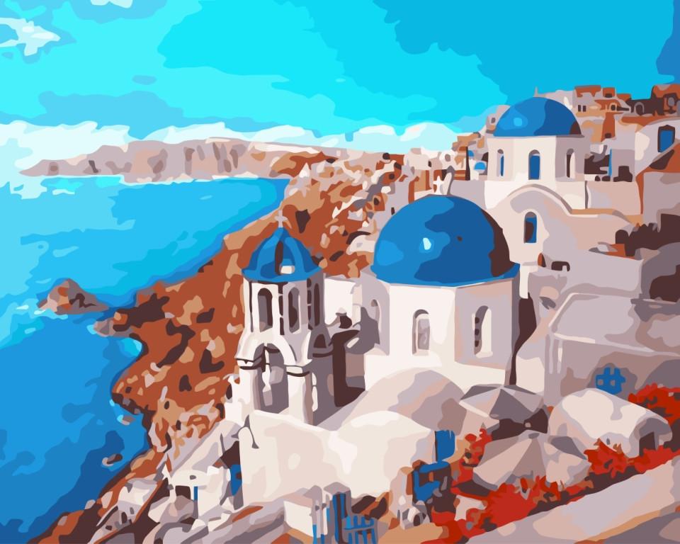 Картина по номерам Идейка Санторины 40x50 см (skl-КНО2139)