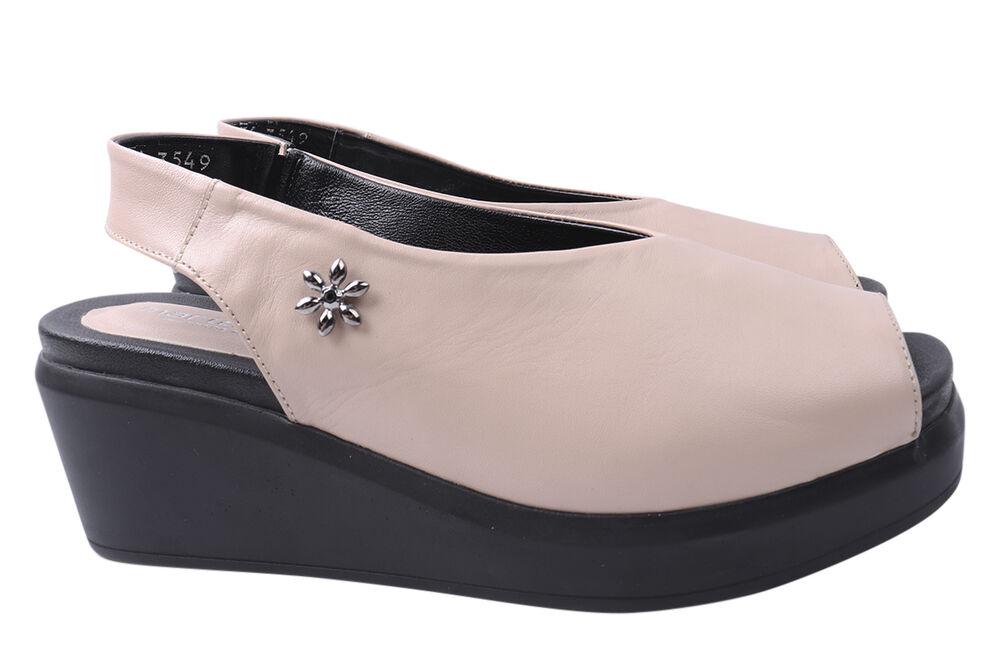 Босоніжки жіночі Mario Muzi зі шкіри на платформі р. 36 Бежевий (519-21LBC)