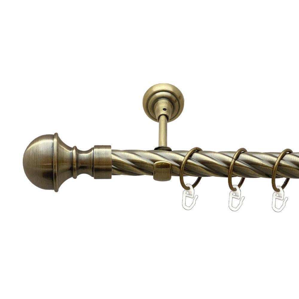 Карниз Orvit Бостон металевий однорядний відкритий скручена труба кільце металеве 25 мм 160 см Антик (00-00017683)