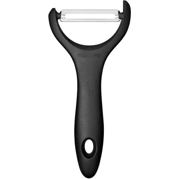 Нож овощечистка Fiskars Essential штампованная нержавеющая сталь 6 см 14,3x6,5 см Черный (2564410557)