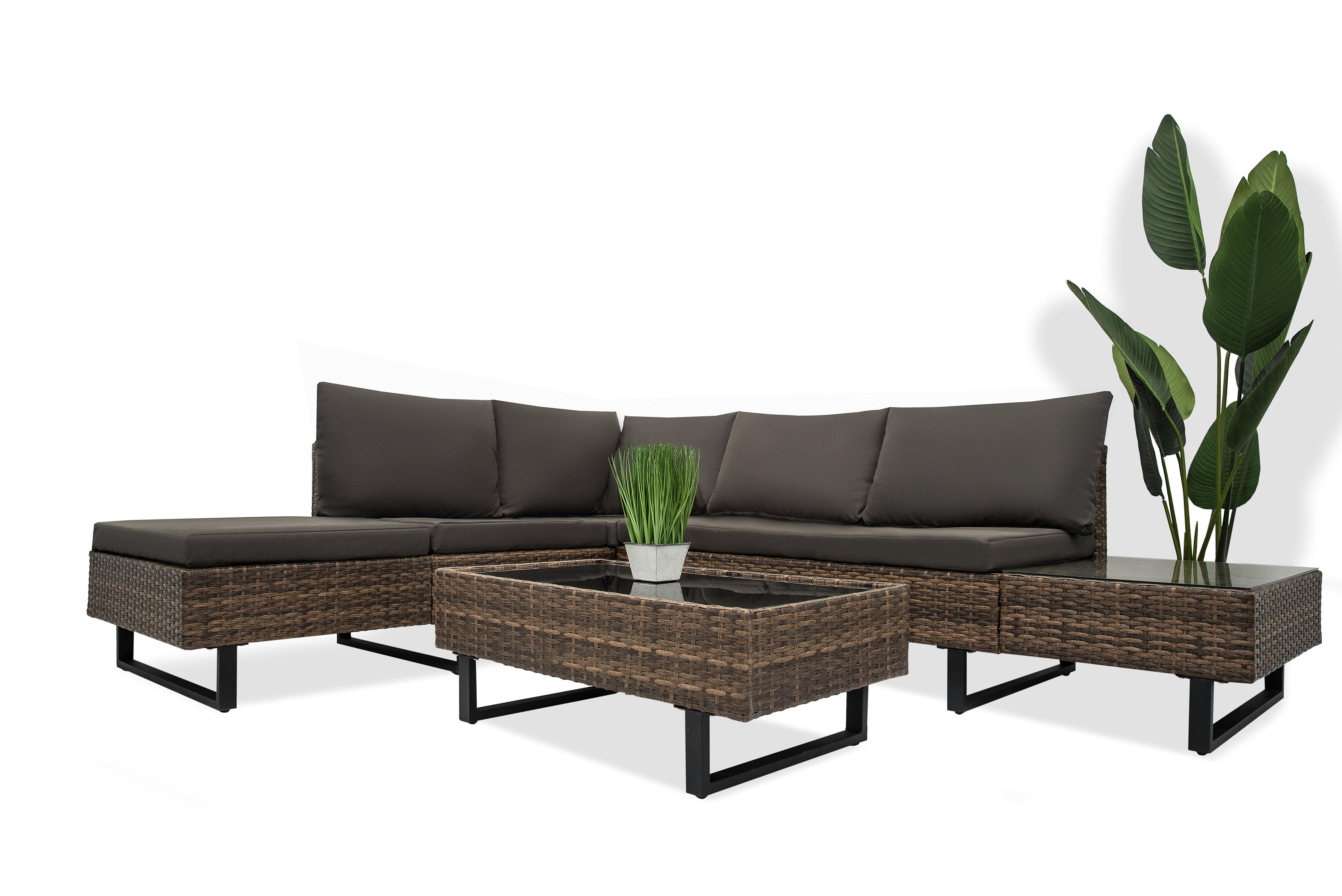 Набір садових меблів Just Relax Lounge Terrace Loft Мікс кутовий диван і 2 секції Коричневий (JR-420-Brown Mix)